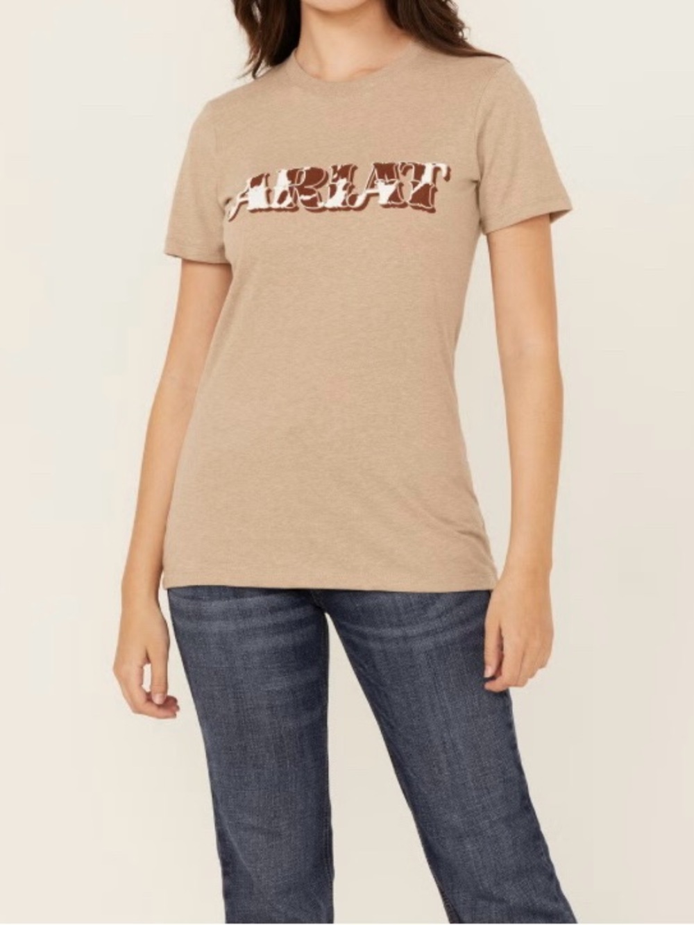 ARIAT WOMEN'S COW PRINT LOGO SHORT SLEEVE GRAPHIC TEE - L